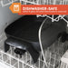 DISHWASHER-SAFE skillet & glass lid when thermostat is removed. Skillet in a dishwasher.