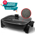 10.5 Qt. Heavy Duty Nonstick Electric Skillet with Glass Lid non stick SCRATCH RESISTANT EASY-TO-CLEAN SURFACE
