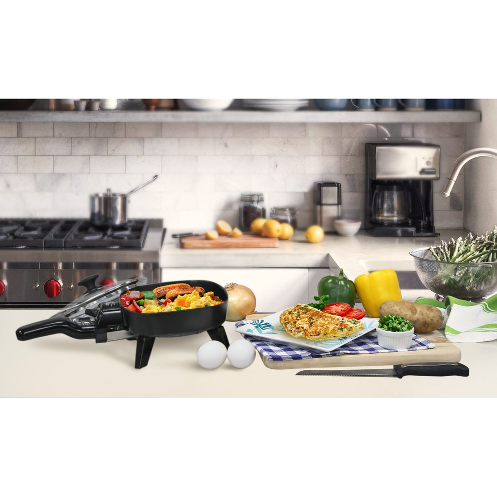  Elite Gourmet EFS-400 Personal Stir Fry Griddle Pan, Rapid Heat  Up, 600 Watts Non-stick Electric Skillet with Tempered Glass Lid, Size 7 x  7: Electric Frying Pan: Home & Kitchen