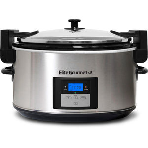 2 Qt. Oval Electric Slow Cooker with Glass Lid (Metallic Red) – Shop Elite  Gourmet - Small Kitchen Appliances