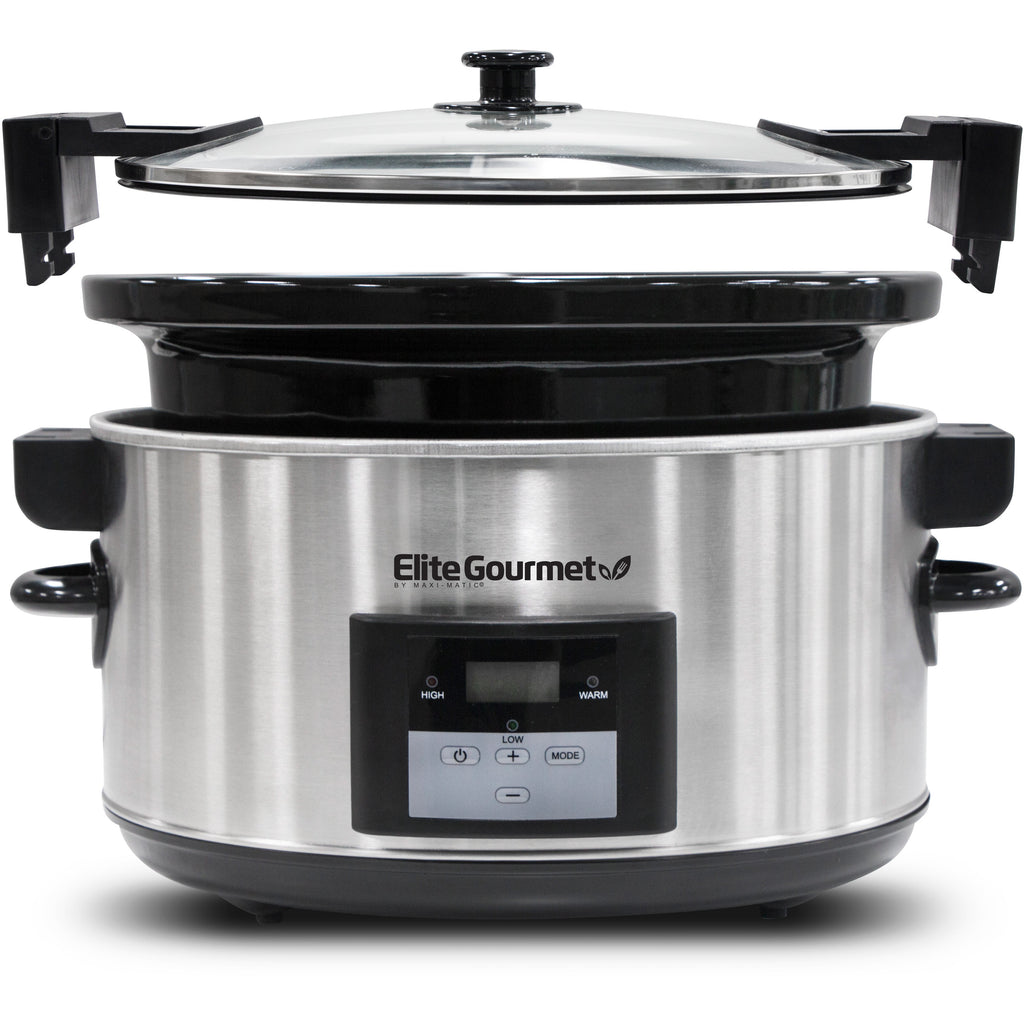 8.5 Qt. Programmable Stainless Steel Slow Cooker – Shop Elite Gourmet -  Small Kitchen Appliances